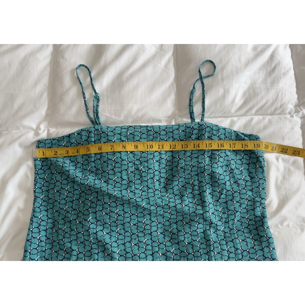Banana Republic Teal Blue Geometric Linen Blend Midi Slip Dress Womens Large - Picture 3 of 8